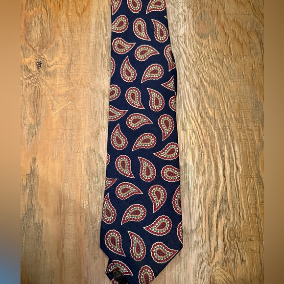 Karl Lagerfeld Silk Blue and Red Paisley Tie - Picture 4 of 4